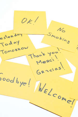 yellow notes stickersの写真素材