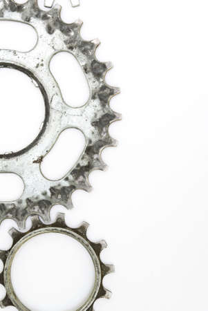  Old gears on the white backgroundの写真素材
