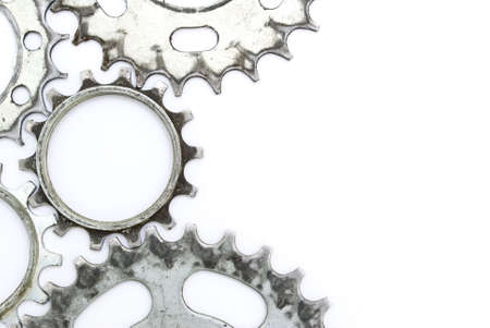  Old gears on the white backgroundの写真素材