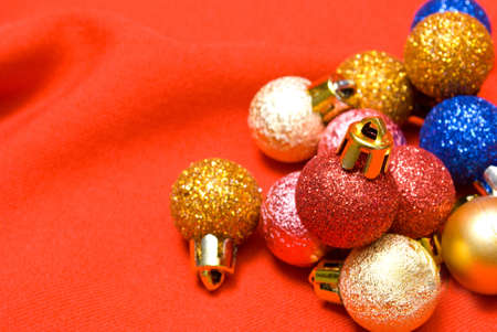  Christmas decorated on red backgroundの写真素材