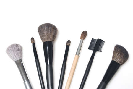 set of cosmetic brushes isolated on white backgroundの写真素材