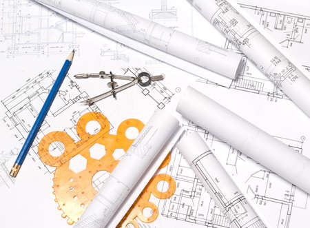 Drawing and various toolsの写真素材