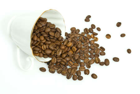 Cup and coffee grainの写真素材
