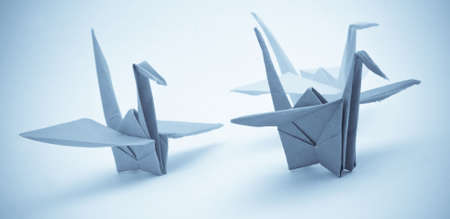  origami birds on a white backgroundの写真素材
