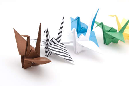 origami birds on a white backgroundの写真素材