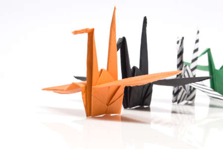  origami birds on a white backgroundの写真素材