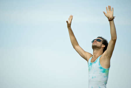 Man with his arms wide open