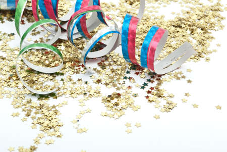 close up of confetti on white backgroundの写真素材