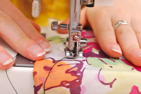 Hand sewing on a machine
