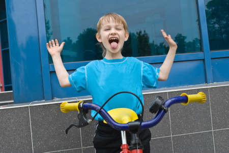 Boy and bicycleの写真素材