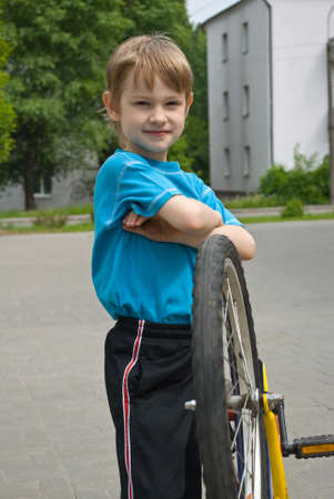 Boy and bicycleの写真素材