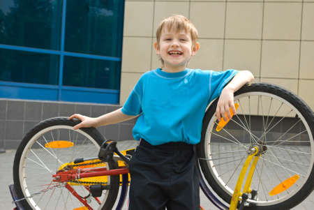 Boy and bicycleの写真素材