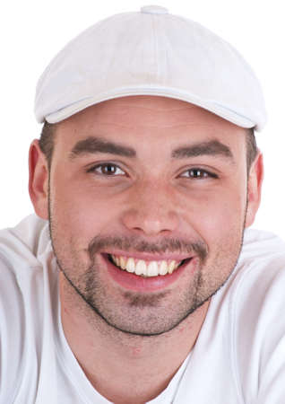 Portrait of the young happy smiling man isolated on a white background