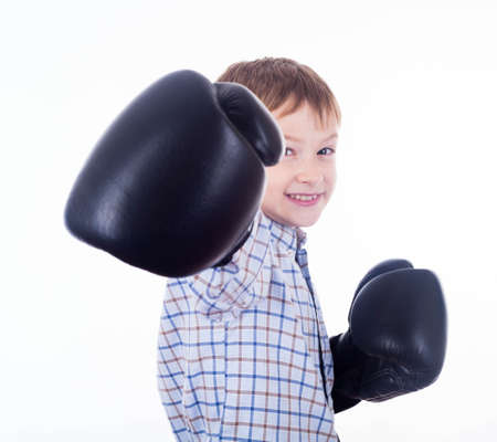  Little boy boxer on the white backgroundの写真素材