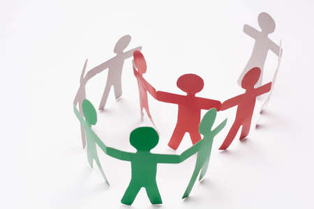 Paper team on the white background.の写真素材