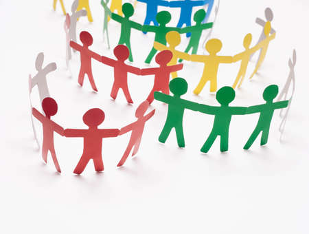 Paper team on the white background.の写真素材