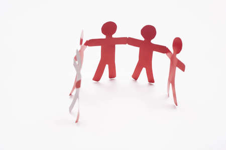 Paper team on the white background.の写真素材