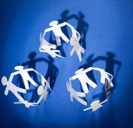 Partnership of paper teams linked together.の写真素材