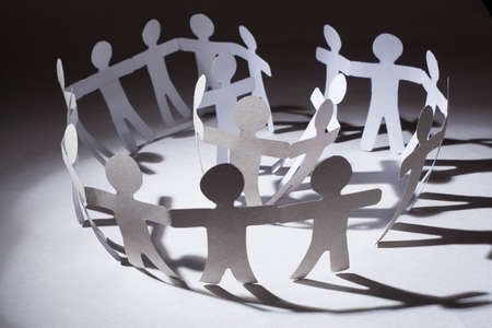 Partnership of paper team linked together.の写真素材