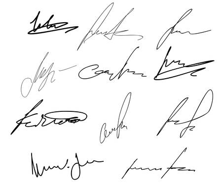 Hand writing personal signatures of different peopleのイラスト素材