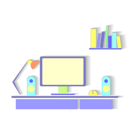 Flat design stylish vector illustration of routine organization of modern business workspaceのイラスト素材