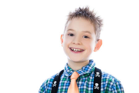 Photo of adorable young happy boy looking at camera.の写真素材
