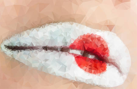 Vector illustration of lips consisted of trianglesのイラスト素材
