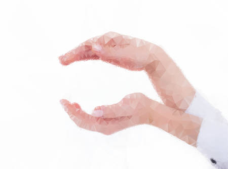 Female hands forms care symboling on white backgroundのイラスト素材