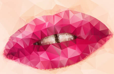 Vector illustration of lips consisted of trianglesのイラスト素材