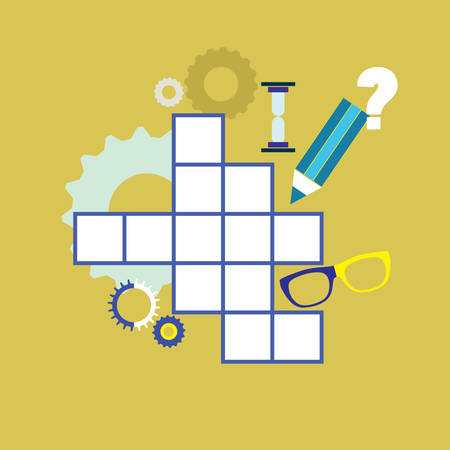 Crossword puzzle with different icons - vector illustrationのイラスト素材