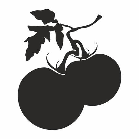 illustration of tomato silhouette over the whiteのイラスト素材