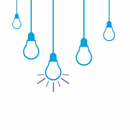 Idea concept with light bulbs on a white backgroundのイラスト素材