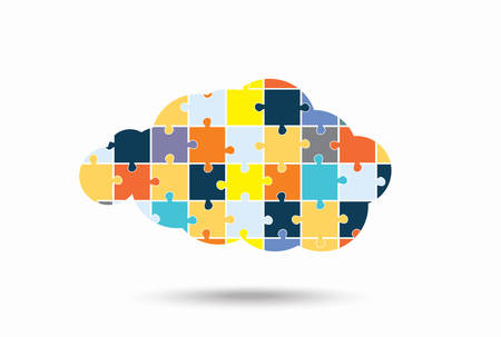 Abstract cloud of puzzle pieces, vector  illustrationのイラスト素材