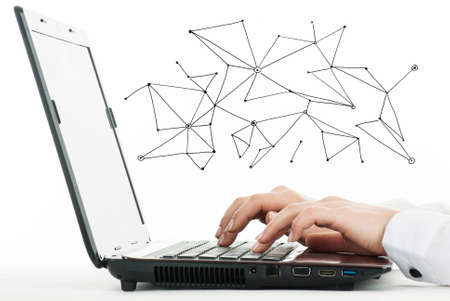 Computer keyboard and hands