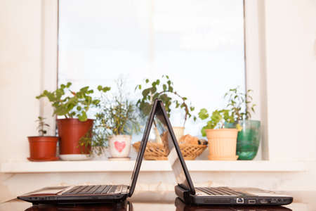 Open laptopsの写真素材