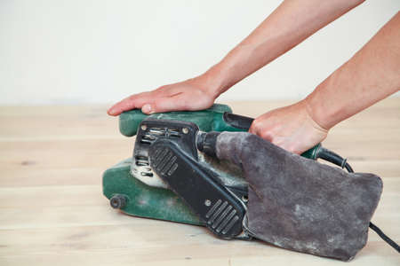 Polishing the woodの写真素材