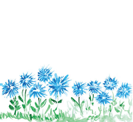 Floral background with watercolor flowers.のイラスト素材