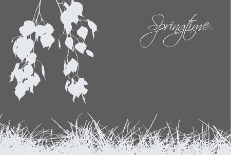 Grass with birch branchesのイラスト素材