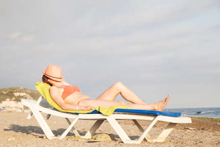 Woman on the beachの写真素材