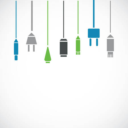 Different modern connection plugs and wires on the whiteのイラスト素材