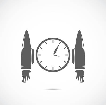 Clock with jet engines on the gray backgroundのイラスト素材