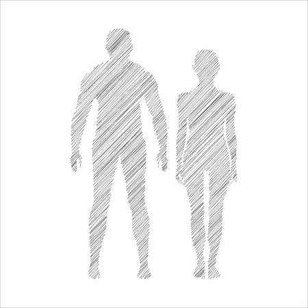 Abstract man and woman icon. Doodle styleのイラスト素材