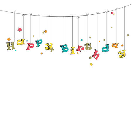 Phase happy birthday hanging on the rope.のイラスト素材