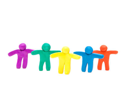 Large group of colourful plasticine human on the white.の写真素材