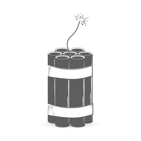 Grey dynamite bomb on the white background