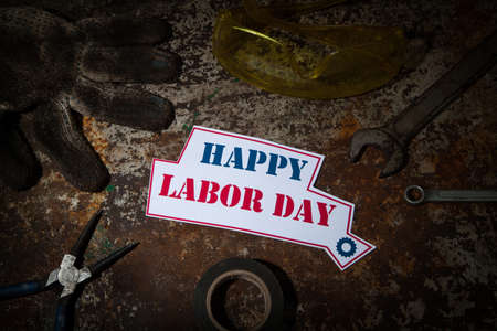 Labor day sign on the rusty backgroundの写真素材