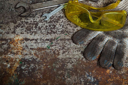 Labor day sign on the rusty backgroundの写真素材