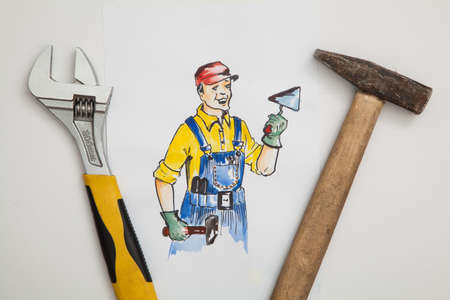 Picture of builder with tools.の写真素材