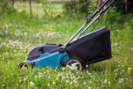 Closeup of grassmowerの写真素材