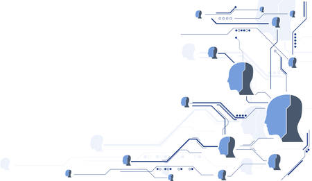 Abstract futuristic technology head with line and elementsのイラスト素材